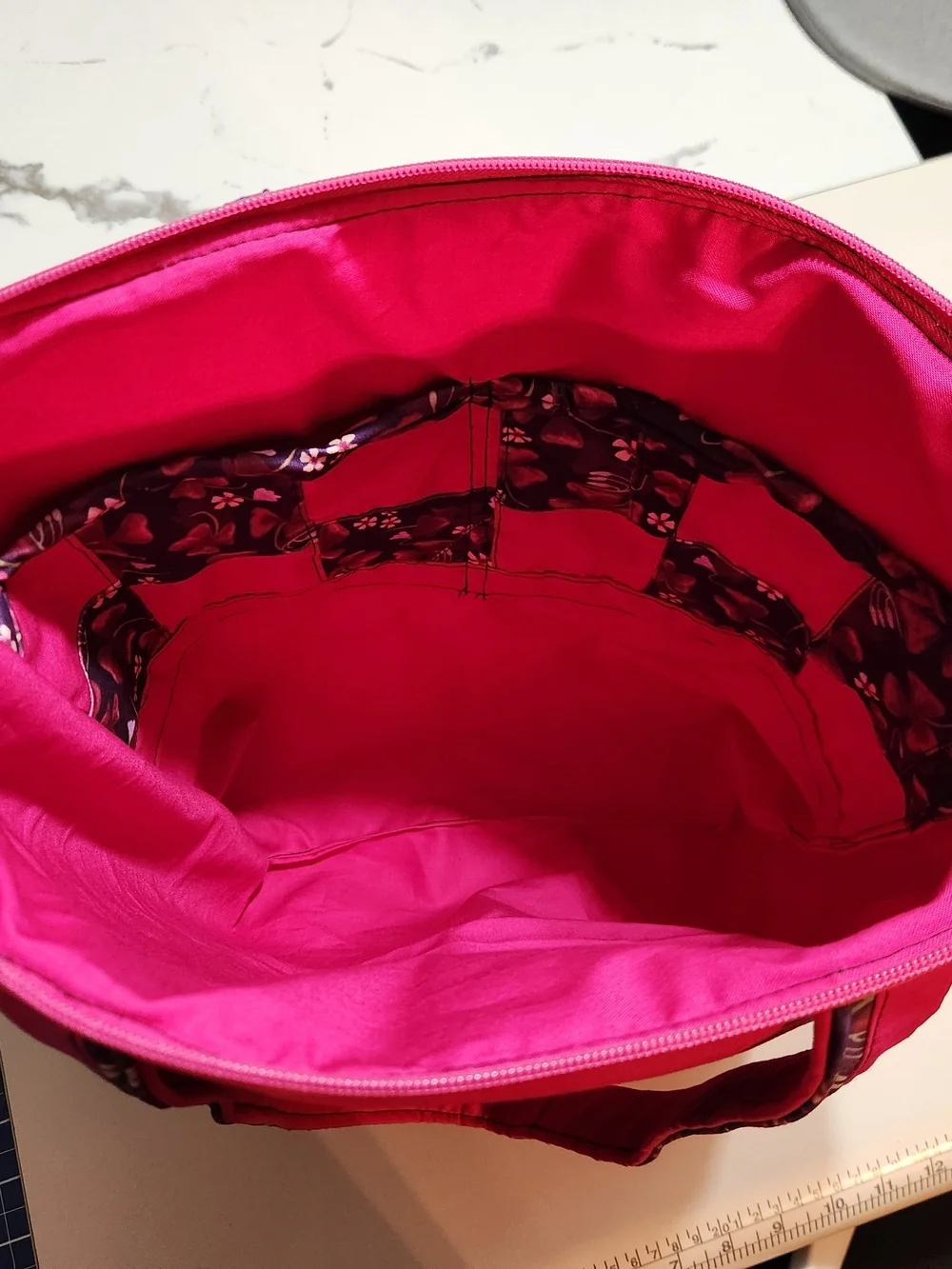 Bright Pink Tote with Purple Butterfly Panel